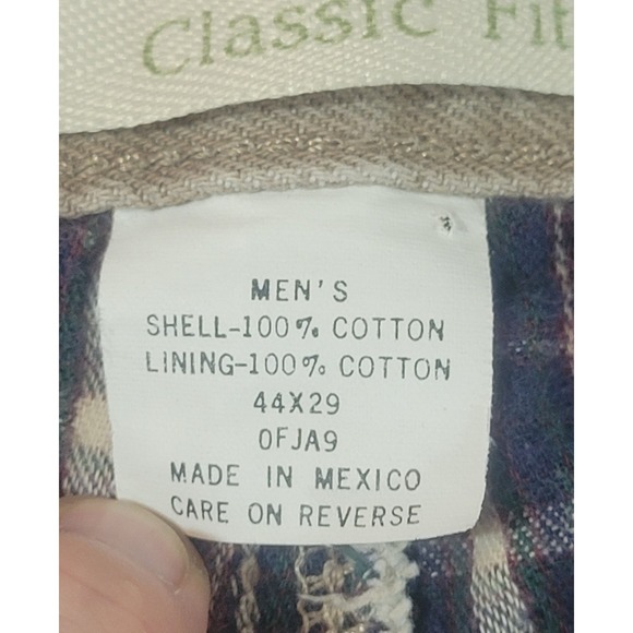 LL Bean Double L Classic Fit Mens 44x29 Plaid Flannel Lined Light Brown Denim - Picture 3 of 13